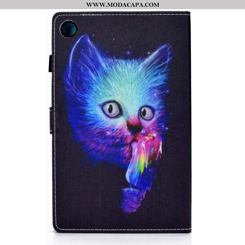 Capa De Couro Para Samsung Galaxy Tab A8 (2021) Gato Psicótico