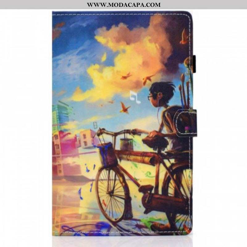 Capa Flip Para Samsung Galaxy Tab A8 (2021) Arte Da Bicicleta