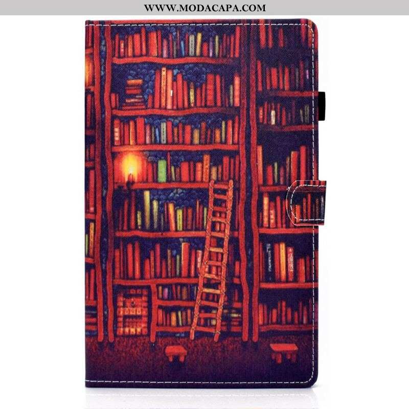 Capa De Couro Para Samsung Galaxy Tab A8 (2021) Biblioteca