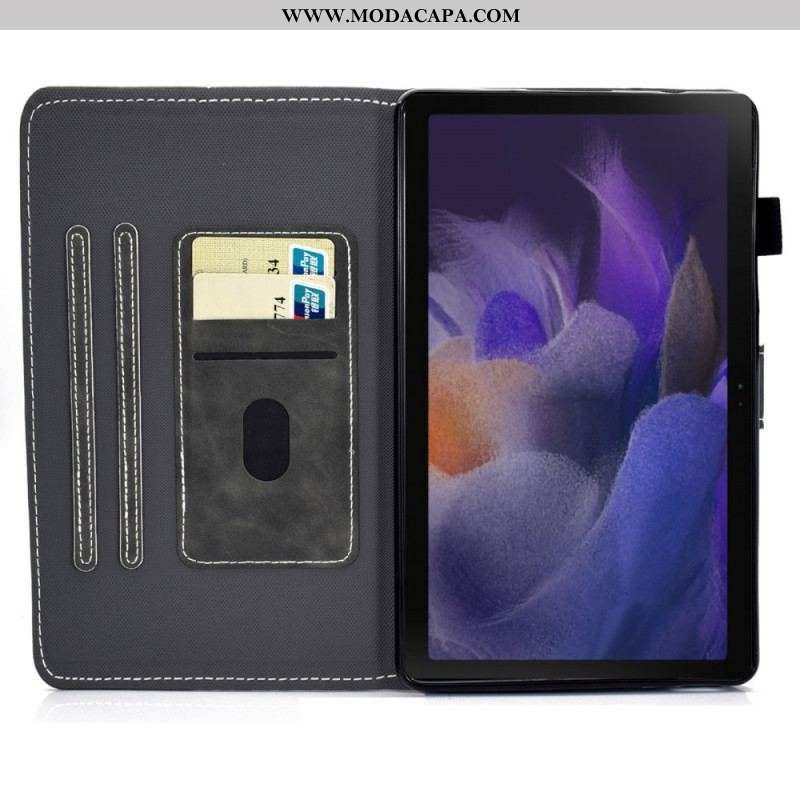 Capa Flip Para Samsung Galaxy Tab A8 (2021) Efeito Couro Design Vintage