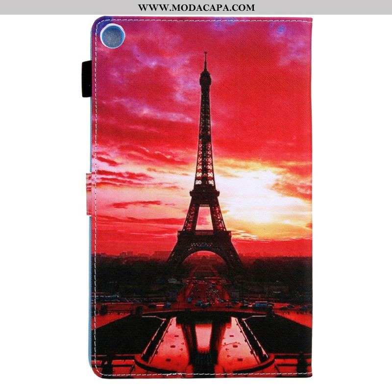 Capa Flip Para Samsung Galaxy Tab A8 (2021) Pôr Do Sol Torre Eiffel