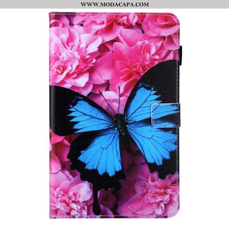 Capa De Couro Para Samsung Galaxy Tab A8 (2021) Borboleta Floral