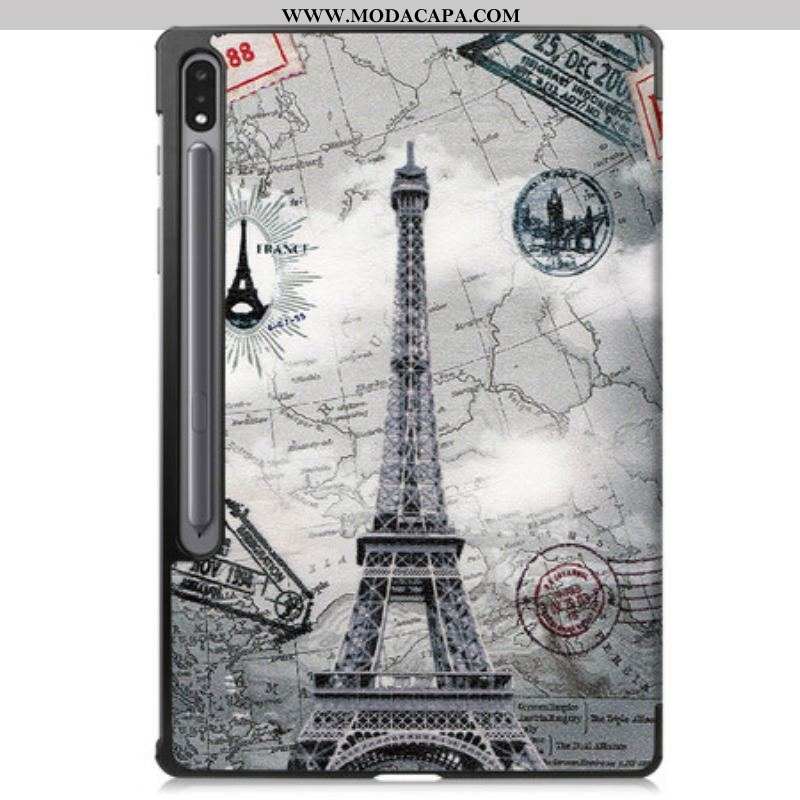 Capa De Celular Para Samsung Galaxy Tab S7 FE Suporte Para Caneta Torre Eiffel