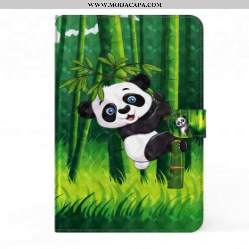 Capa Em Pele Para Samsung Galaxy Tab S8 / Tab S7 Panda De Couro Sintético