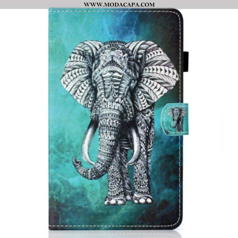 Capa De Couro Para Samsung Galaxy Tab S8 / Tab S7 Elefante Tribal