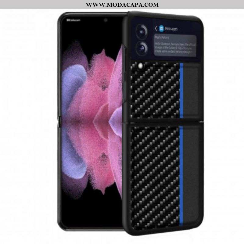 Capa Para Samsung Galaxy Z Flip 3 5G De Couro Linha De Cores