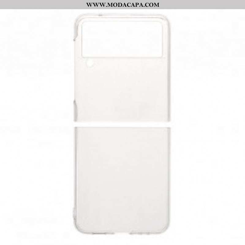 Capa Para Samsung Galaxy Z Flip 3 5G De Couro Transparente