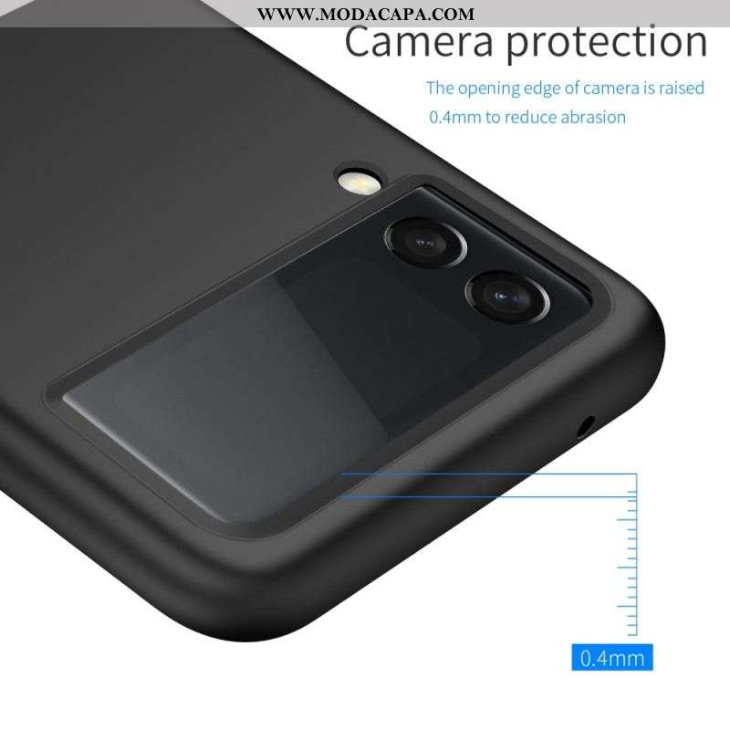 Capa Para Samsung Galaxy Z Flip 4 De Couro Clássico