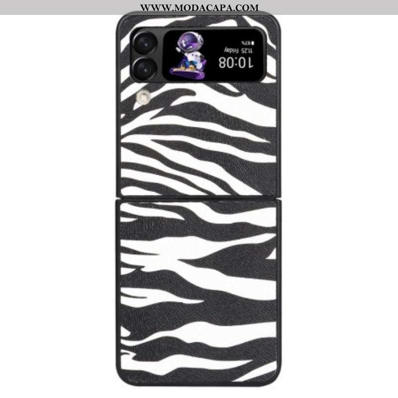 Capa Para Samsung Galaxy Z Flip 4 De Couro Zebra