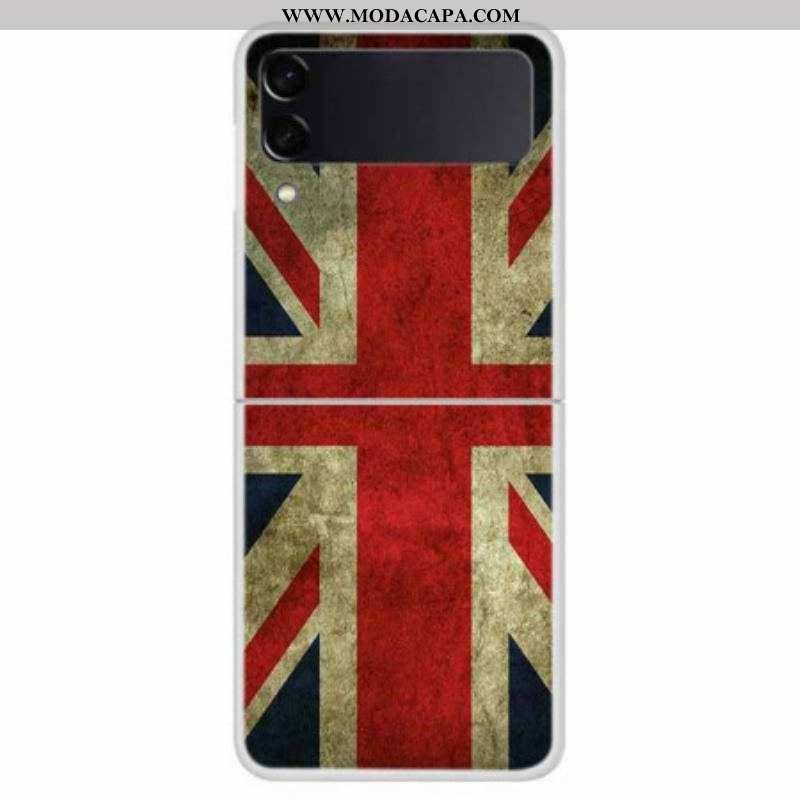 Capa Para Samsung Galaxy Z Flip 4 De Couro Bandeira Inglesa