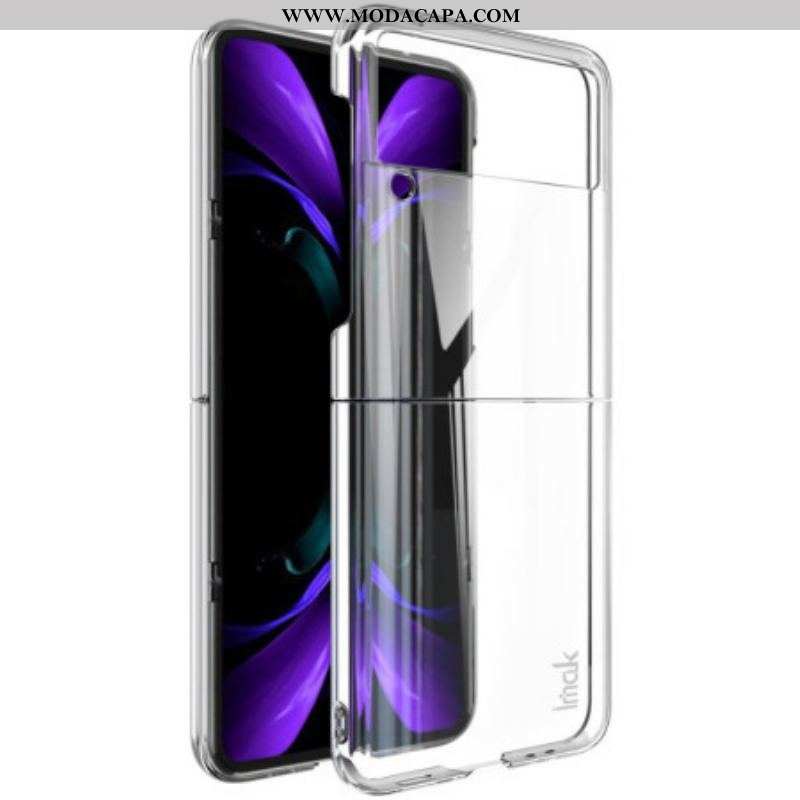 Capa Para Samsung Galaxy Z Flip 4 De Couro Imak Transparente