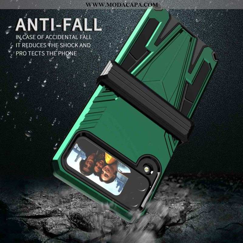 Capa Para Samsung Galaxy Z Flip 4 De Couro Suporte Premium