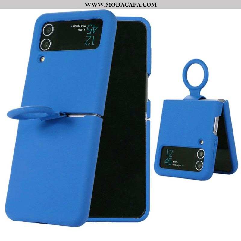 Capa Para Samsung Galaxy Z Flip 4 De Couro Silicone Líquido Com Anel