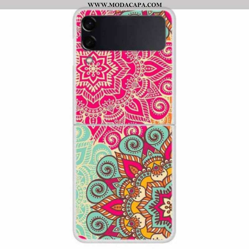 Capa De Celular Para Samsung Galaxy Z Flip 4 De Couro Tendência Mandala