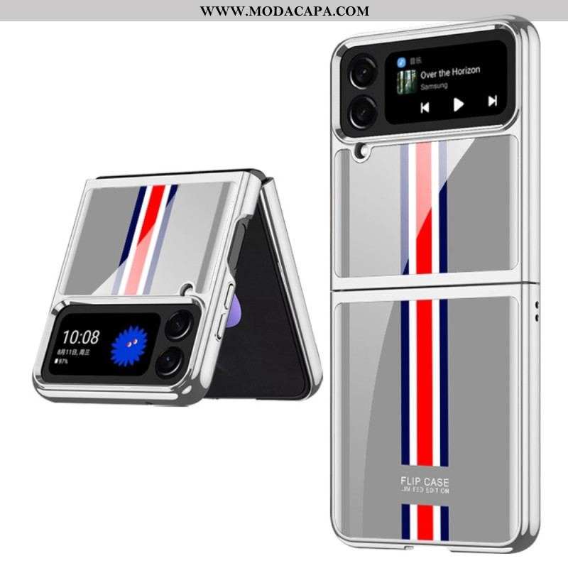 Capa Para Samsung Galaxy Z Flip 4 De Couro Vidro Temperado Tricolor Gkk