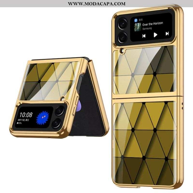 Capa Para Samsung Galaxy Z Flip 4 De Couro Vidro Temperado Arlequim Gkk