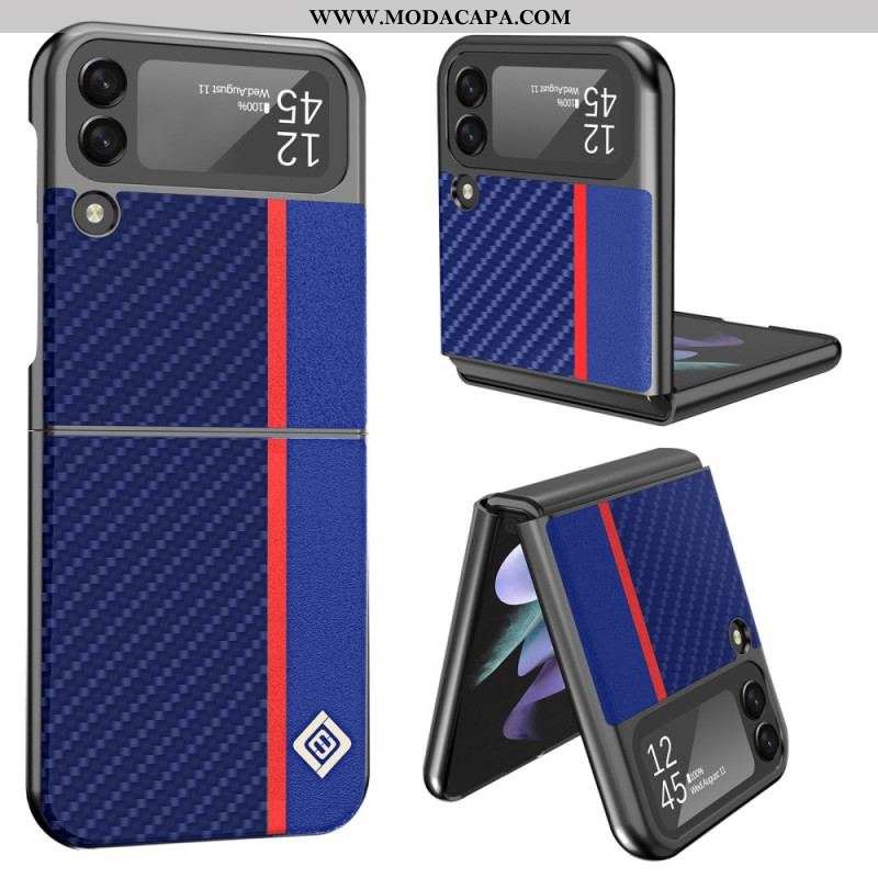 Capa De Celular Para Samsung Galaxy Z Flip 4 De Couro Fibra De Carbono Lc.imeeke