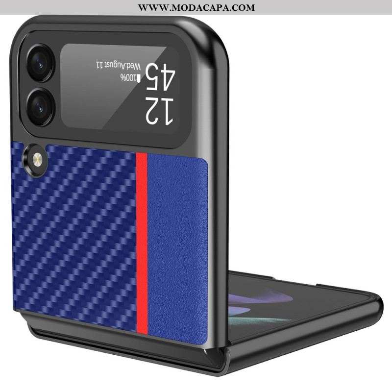 Capa De Celular Para Samsung Galaxy Z Flip 4 De Couro Fibra De Carbono Lc.imeeke