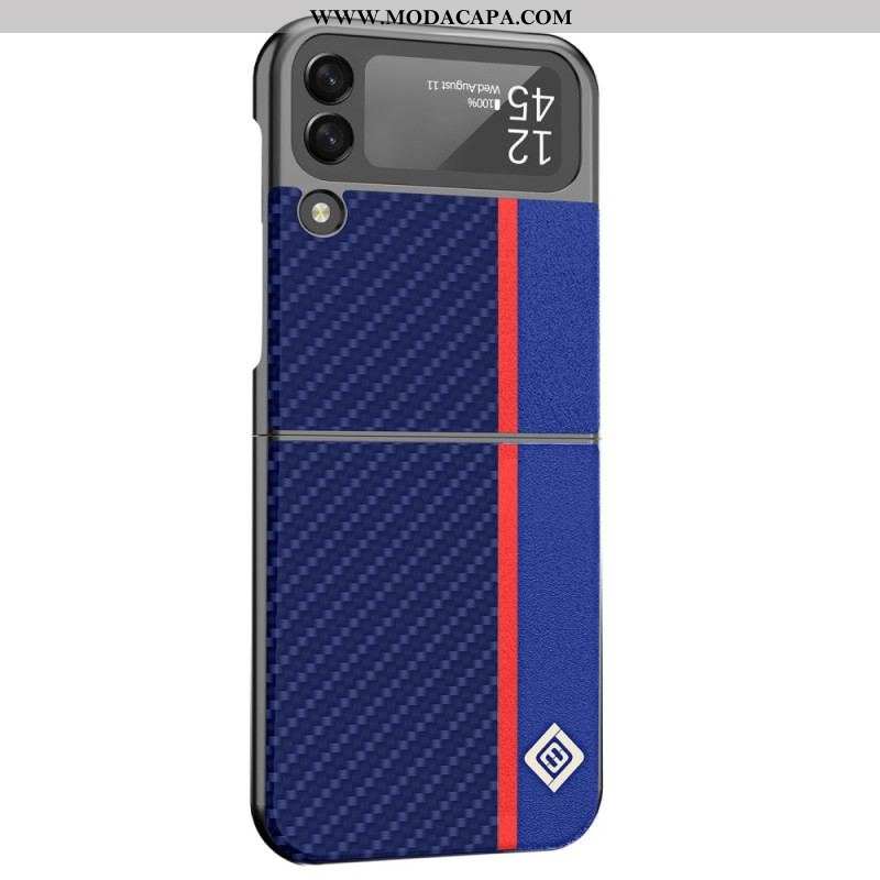 Capa De Celular Para Samsung Galaxy Z Flip 4 De Couro Fibra De Carbono Lc.imeeke