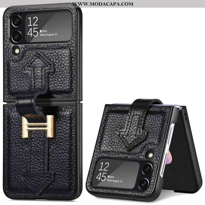 Capa Para Samsung Galaxy Z Flip 4 De Couro Couro E Amuletos