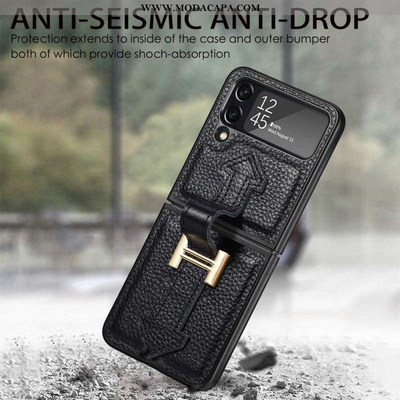 Capa Para Samsung Galaxy Z Flip 4 De Couro Couro E Amuletos