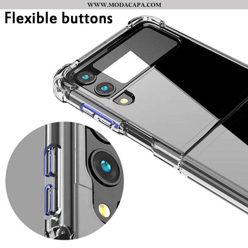 Capa Para Samsung Galaxy Z Flip 4 De Couro Cantos Reforçados Sem Costura