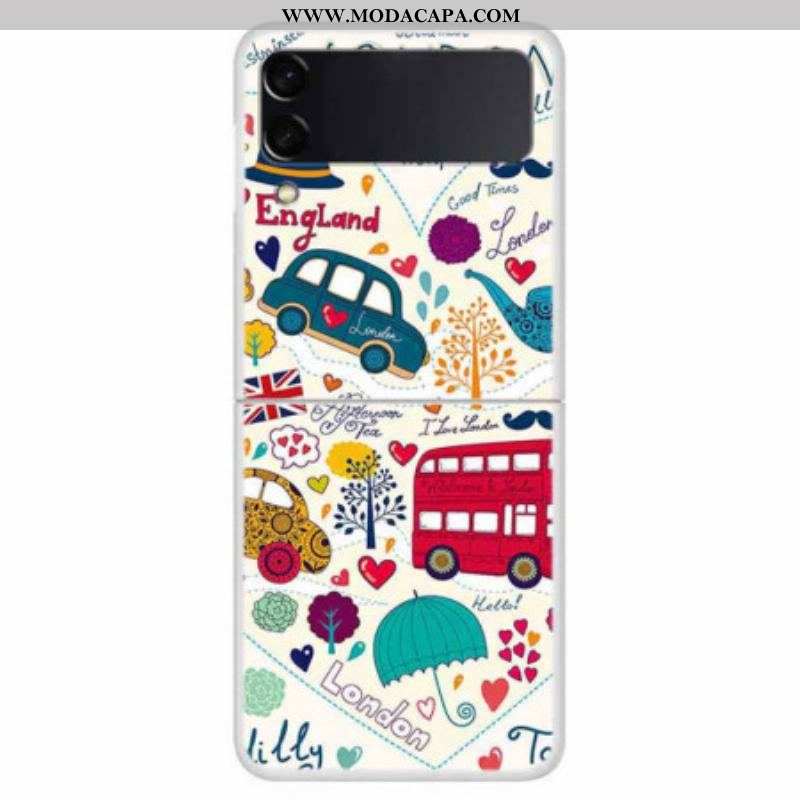 Capa Para Samsung Galaxy Z Flip 4 De Couro Vida Em Londres