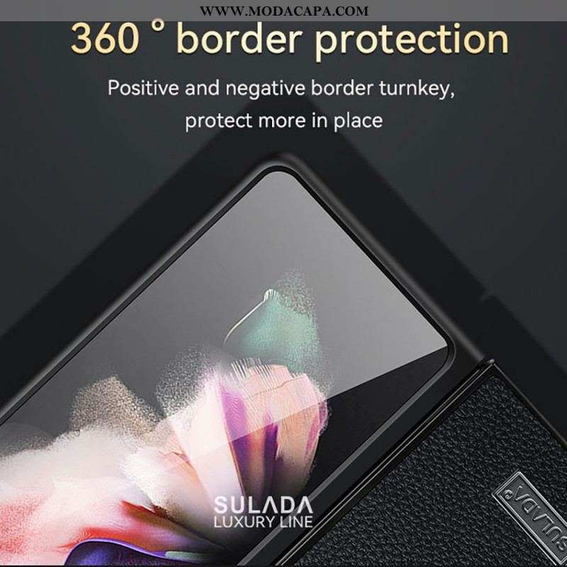 Capa Para Samsung Galaxy Z Fold 3 5G Couro Lichia Estilo Sulada