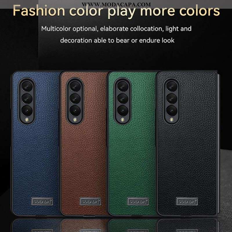 Capa Para Samsung Galaxy Z Fold 3 5G Couro Lichia Estilo Sulada