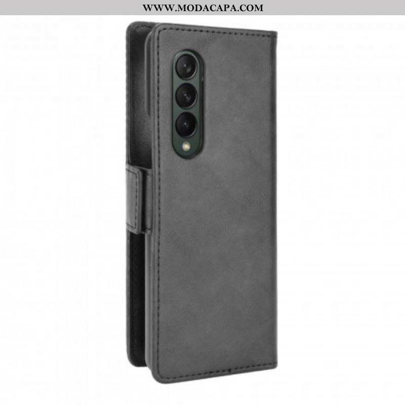 Capa Folio Para Samsung Galaxy Z Fold 3 5G Efeito Couro Estilizado