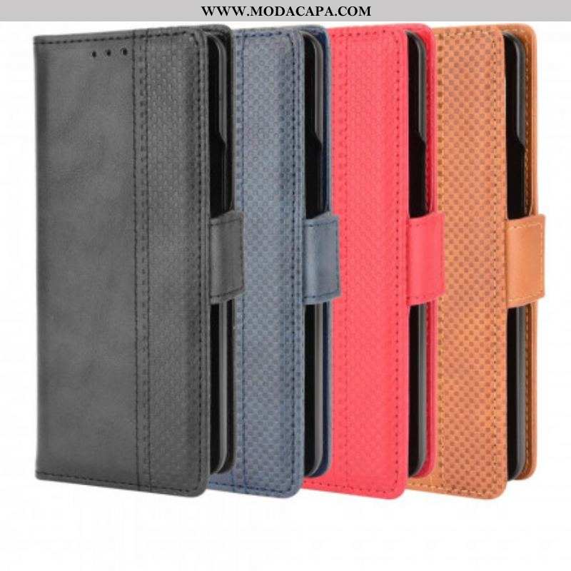 Capa Folio Para Samsung Galaxy Z Fold 3 5G Efeito Couro Estilizado