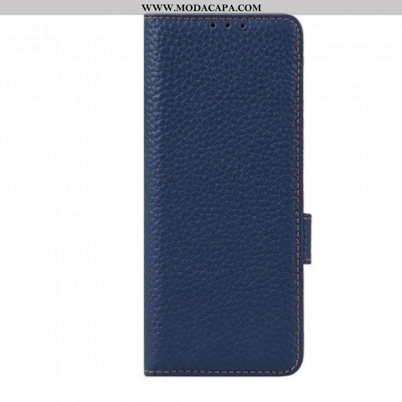 Capa De Couro Para Samsung Galaxy Z Fold 3 5G Couro Lichia Genuíno