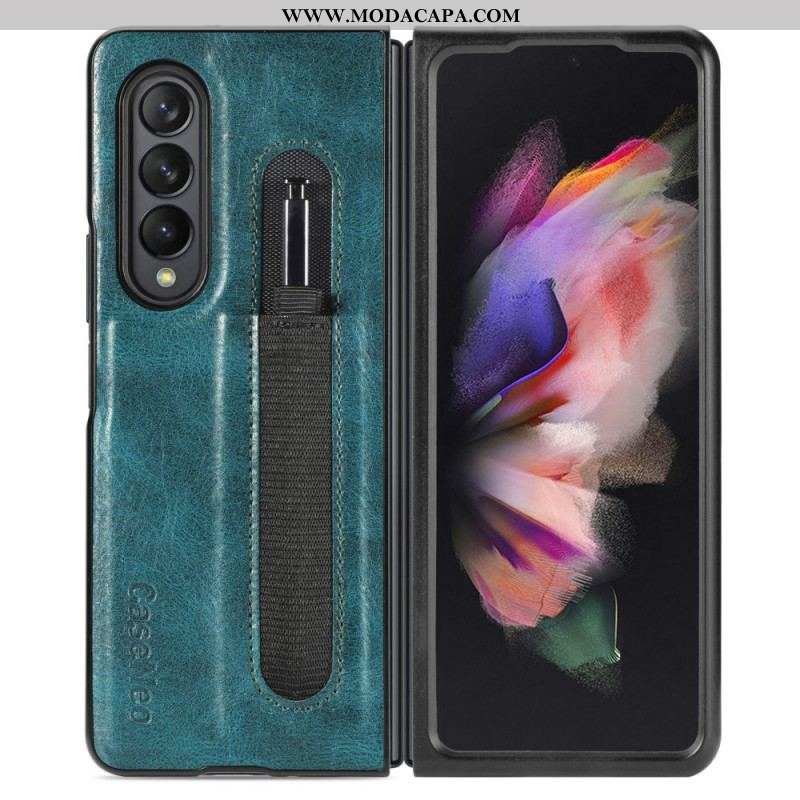 Capa Para Samsung Galaxy Z Fold 3 5G Suporte Para Estilete Estilo Couro Caseneo