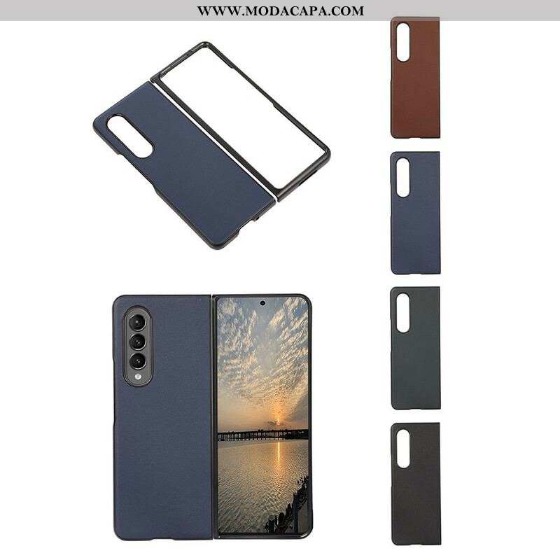 Capa Para Samsung Galaxy Z Fold 3 5G Design De Couro Genuíno