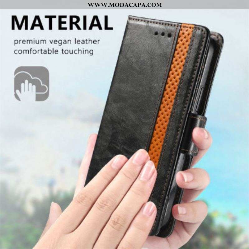 Capa Folio Para Samsung Galaxy Z Fold 3 5G Fecho Duplo Bicolor