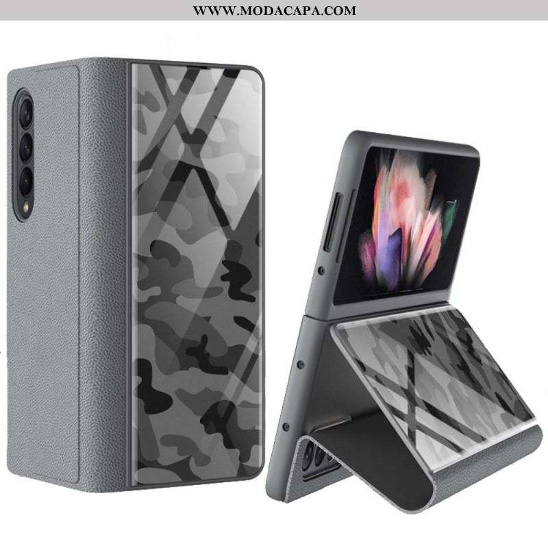 Capa De Celular Para Samsung Galaxy Z Fold 3 5G Flip Vidro Temperado De Camuflagem