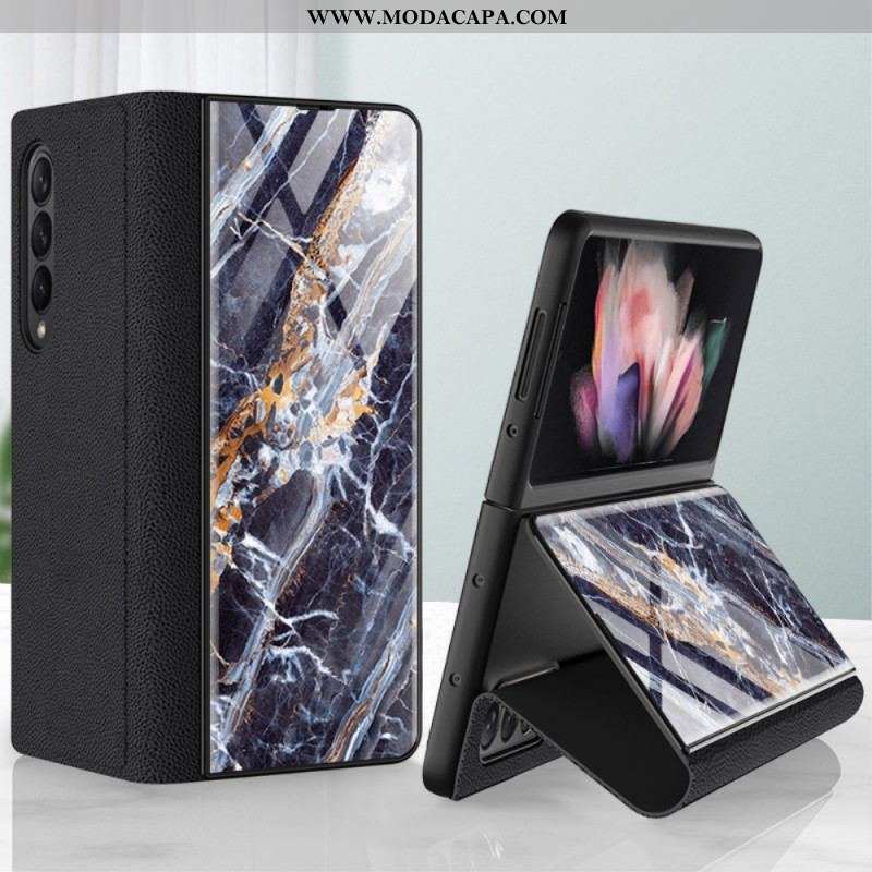 Capa De Celular Para Samsung Galaxy Z Fold 3 5G Flip Vidro Temperado Efeito Mármore