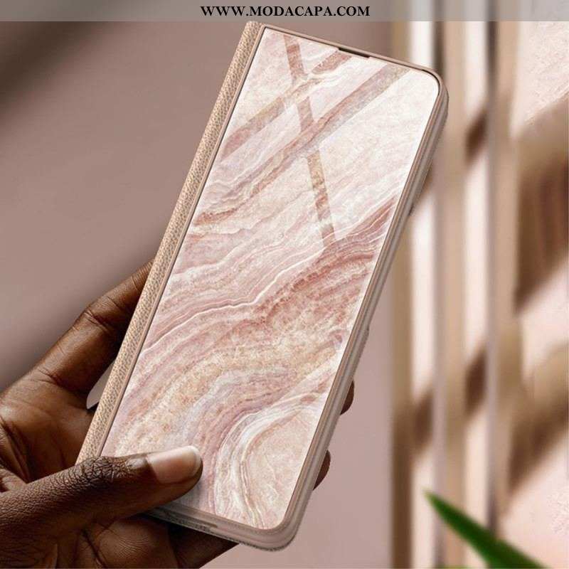 Capa De Celular Para Samsung Galaxy Z Fold 3 5G Flip Vidro Temperado Efeito Mármore