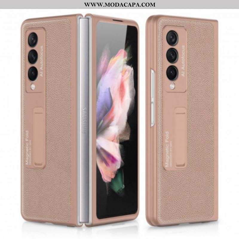 Capa Para Samsung Galaxy Z Fold 3 5G Gkk Support Litchi Leather