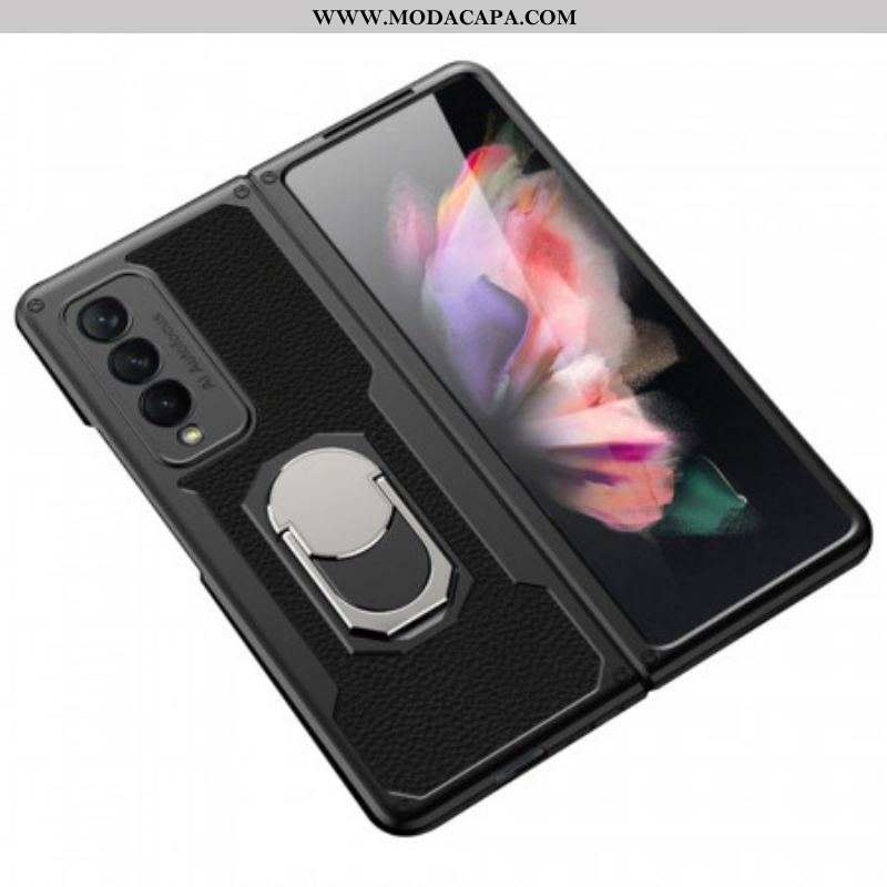 Capa Para Samsung Galaxy Z Fold 3 5G Couro Litchi Ring-suporte Gkk