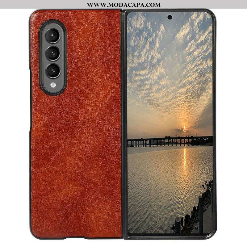 Capa Para Samsung Galaxy Z Fold 3 5G Couro Sintético Texturizado