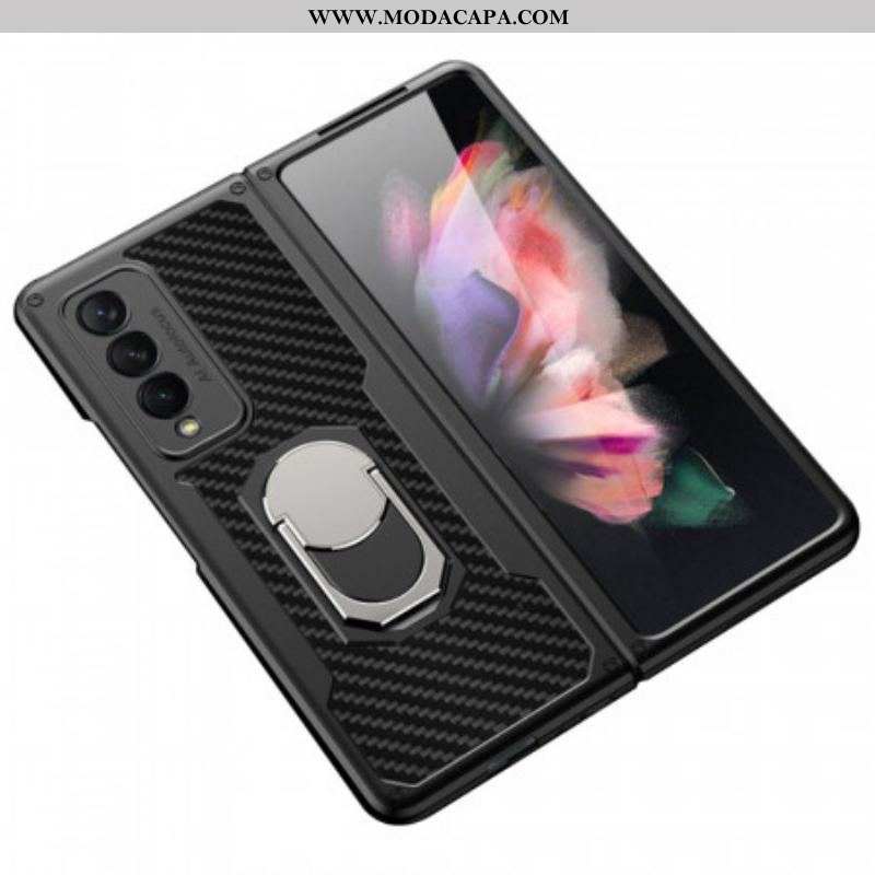 Capa Para Samsung Galaxy Z Fold 3 5G Suporte De Anel De Fibra De Carbono Gkk