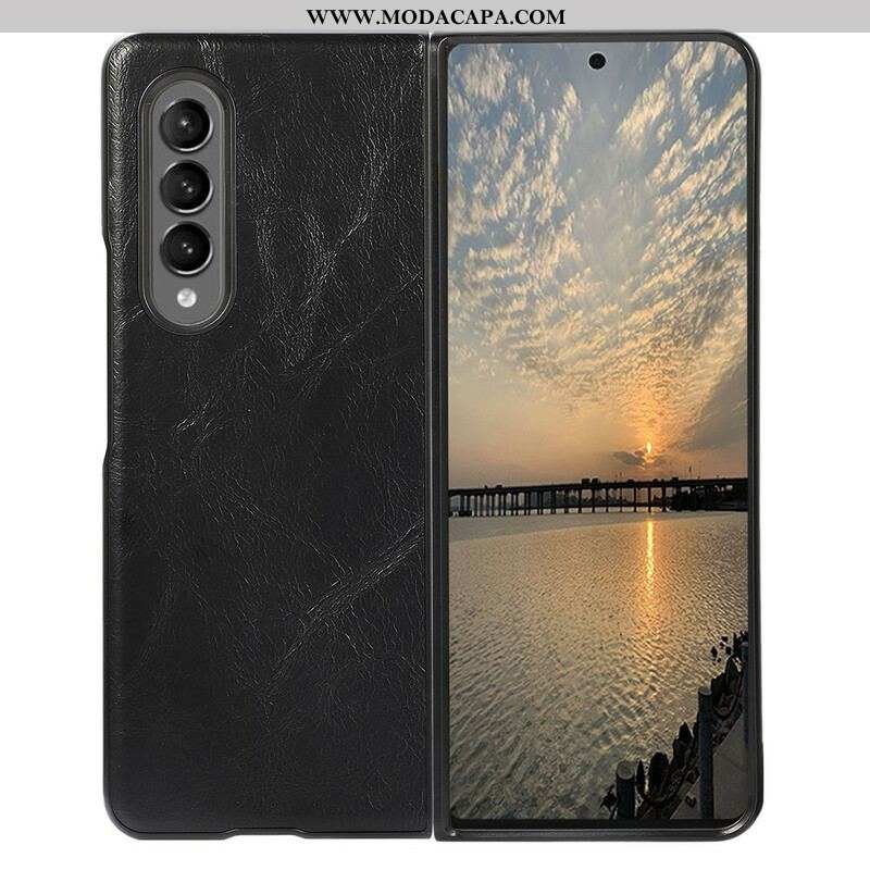 Capa Para Samsung Galaxy Z Fold 3 5G Couro Falso Premium