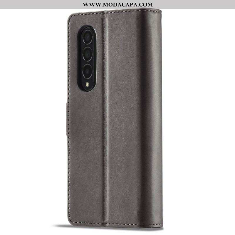 Capa Flip Para Samsung Galaxy Z Fold 3 5G Lc.imeeke Efeito Couro