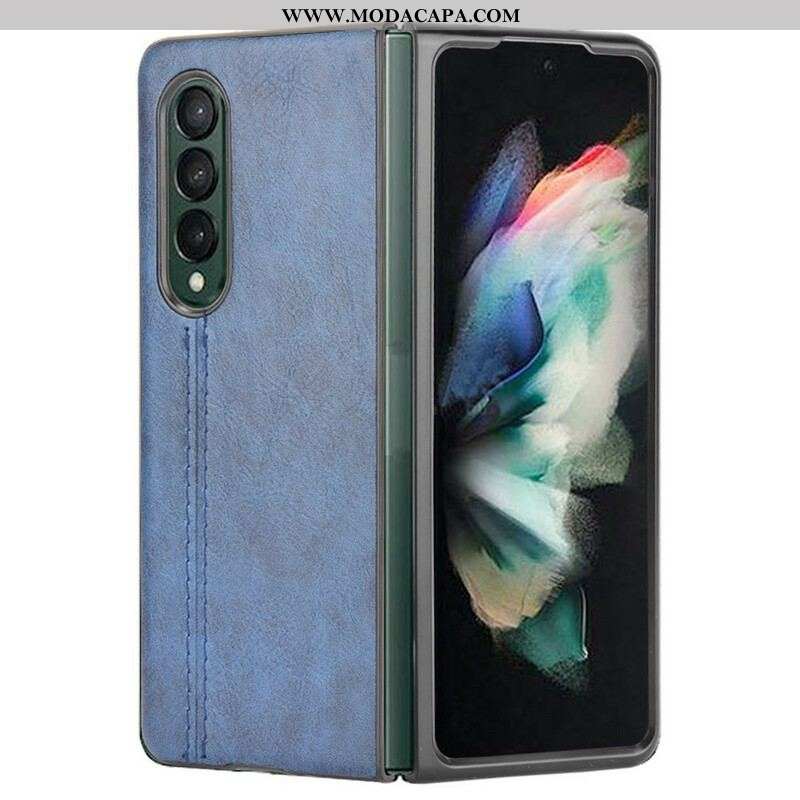 Capa Para Samsung Galaxy Z Fold 3 5G Efeito Couro Couture