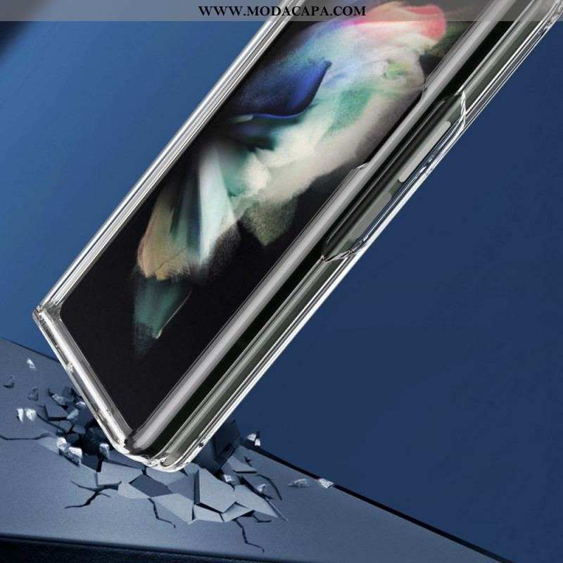 Capa Para Samsung Galaxy Z Fold 3 5G Bordas Coloridas Transparentes