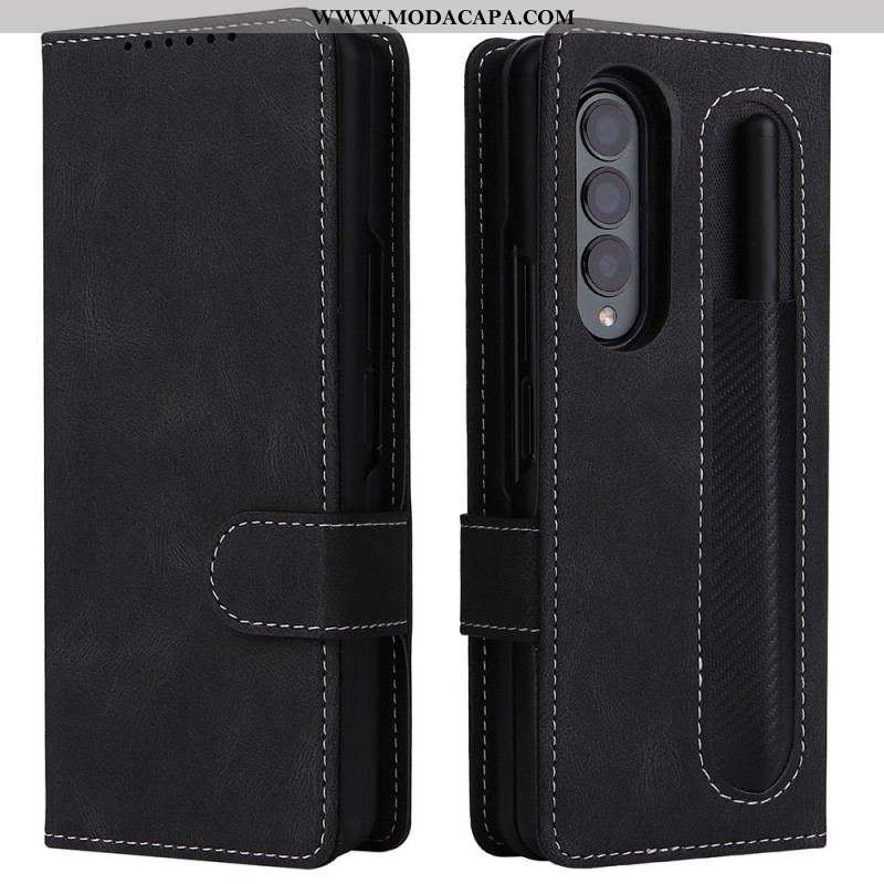 Capa Capa Flip Para Samsung Galaxy Z Fold 3 5G Vintage Destacável