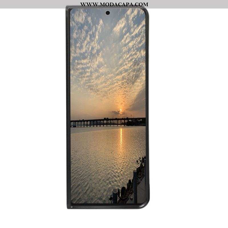 Capa Para Samsung Galaxy Z Fold 4 Couro Falso De Crocodilo