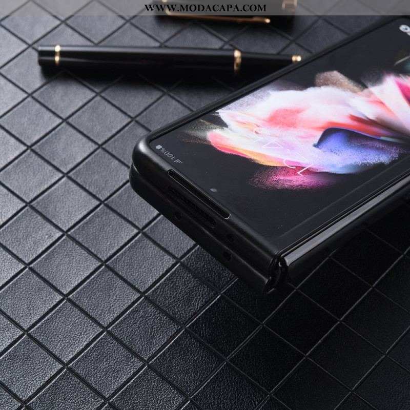 Capa Para Samsung Galaxy Z Fold 4 Textura De Couro Sintético De Nylon
