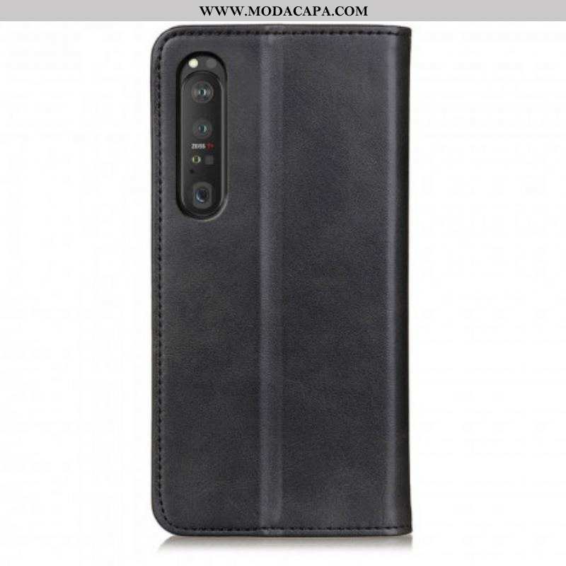 Capa De Celular Para Sony Xperia 1 III Flip Couro Rachado Elegância